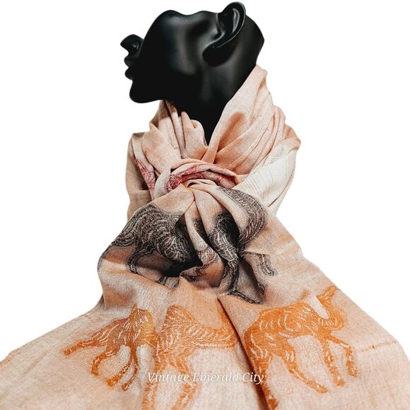 Handwoven Pashmina 100% Cashmere Wrap Shawl Salmon Pink Camel Design India Scarf - Picture 8 of 12